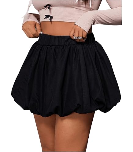Amazon.com: Milumia Women's Plus Size Bubble Mini Skirt High
